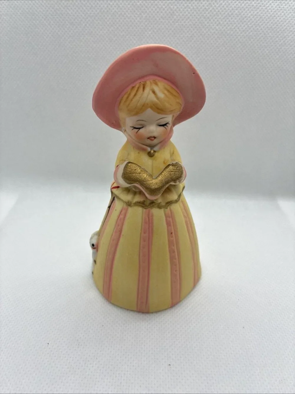 Vintage Merri Bells Jasco 1978 Girl Caroler Bisque Porcelain Bell Figurine